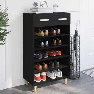 vidaXL Schoenenkast 60 x 35 x 105 cm Bewerkt hout Zwart, Verzenden, Nieuw