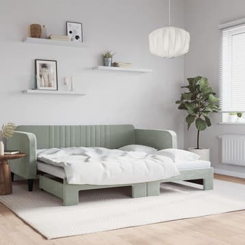 vidaXL Slaapbank met onderschuifbed 100x190 cm fluweel, 100 cm, Eenpersoons, Verzenden, Nieuw