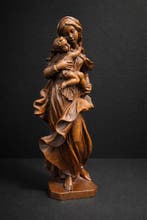 sculptuur, Heilige Maria met kindje Jezus - 25 cm - Hout, Antiek en Kunst