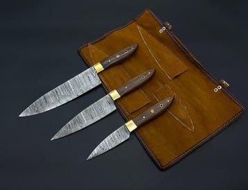 Japanese Style Kitchen Knife SET With Leather BAG Included -