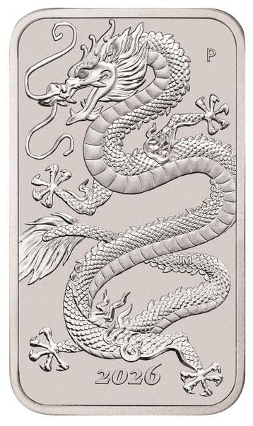 Perth Mint - Rectangle Dragon 1 oz 2026 - zilver muntbaar, Verzenden, Losse munt, Zilver