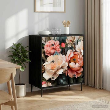 vidaXL Ladekast BORNE Licht pioenroosprint 66 x 36,5 x 76 cm, Verzenden, Nieuw