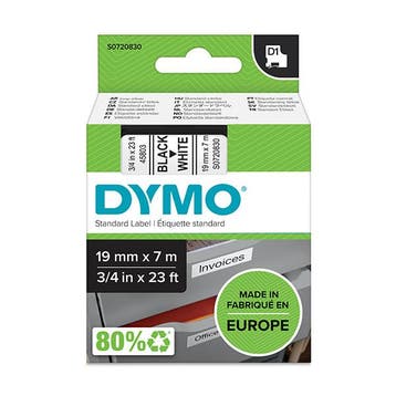 Dymo S0720830 / 45803 tape zwart op wit 19 mm (origineel), Computers en Software, Printerbenodigdheden, Verzenden, Nieuw, Printertape