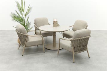VDG Pisa/Aversa ronde verstelbare low-dining tuinset Ø120, Verzenden, Nieuw, Overige materialen, Tuinset