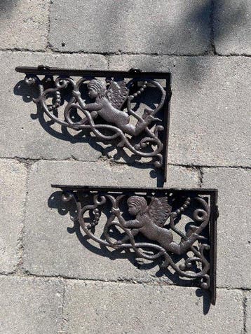 Decoratief ornament (2) - Set of 2 Cast Iron Angel Wall
