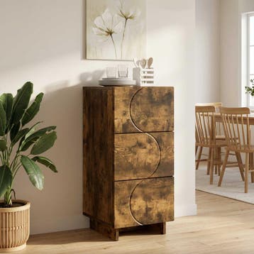 vidaXL Dressoir Gerookt eiken 33.5 x 34.5 x 75 cm Bewerkt, Huis en Inrichting, Kasten | Dressoirs, Minder dan 50 cm, Verzenden