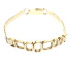 Gouden dames schakelarmband, Ophalen of Verzenden, Gebruikt, Overige kleuren, Goud