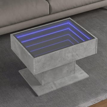vidaXL Salontafel met LED 70x50x45 cm bewerkt hout, 50 tot 100 cm, Verzenden, Nieuw, 50 tot 100 cm