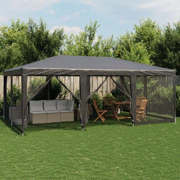 vidaXL Partytent met 10 mesh zijwanden 6x4 m HDPE, Tuin en Terras, Partytenten, Verzenden, Nieuw, Partytent