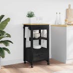 vidaXL Keuken Trolley MONZA Zwart 48 x 40 x 88,5 cm Massief, Verzenden, Nieuw