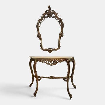 Bijzettafel - Marmer, Hout, Glas, Antiek en Kunst