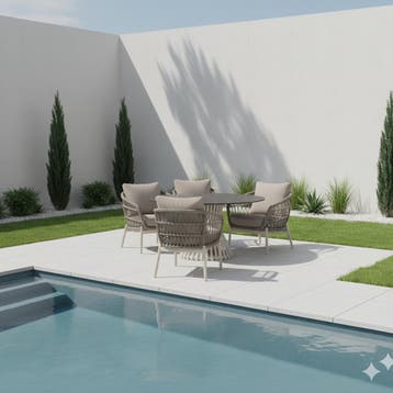 Arezzo Pasadena low dining tuinset 140xH69 cm 5 delig sand, Ophalen of Verzenden, Nieuw