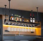 Wijnrek Plafond 100 cm – Metaal en Vintage Houtlook, Verzenden, Nieuw