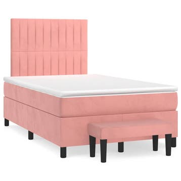 vidaXL Boxspring met matras fluweel roze 120x190 cm, Verzenden, Nieuw, 190 cm of minder, Twijfelaar