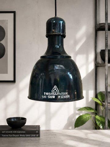 hanging factory lamp - Plafondlamp - Emaille, IJzer -