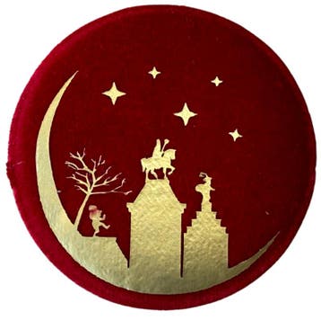 Baretspeld / button Sint&Piet op de daken - rood, Ophalen of Verzenden, Nieuw