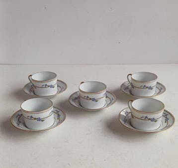 A. Lanternier & Co Limoges - Set theekopjes (10) - Porselein, Antiek en Kunst