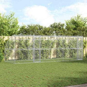 vidaXL Hondenhok 3 st zilver 6 x 2 x 2 m Verzinkt staal, Verzenden, Nieuw