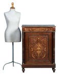 Oogstrelend Wortelnoten Intarsia 1-deurs kastje met marmer b, Ophalen of Verzenden