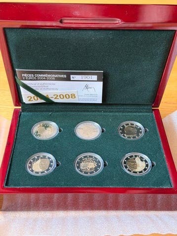 Luxemburg. 2 Euro 2004/2008 (6 coins) Proof (Zonder