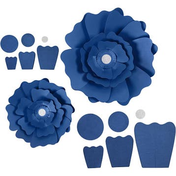 Papieren bloemen, d 15+25 cm, 230 gr, blauw, 2 stuk/ 1 doos, Hobby en Vrije tijd, Kaarten | Zelf maken, Nieuw