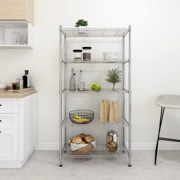 vidaXL Opbergrek 5-laags 250 kg 90x35x180 cm chroomkleurig, Huis en Inrichting, Verzenden, Nieuw