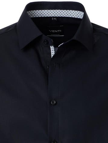 Venti Heren Overhemd Kent Boord Modern Fit 226110890-800, Verzenden, Nieuw, Zwart