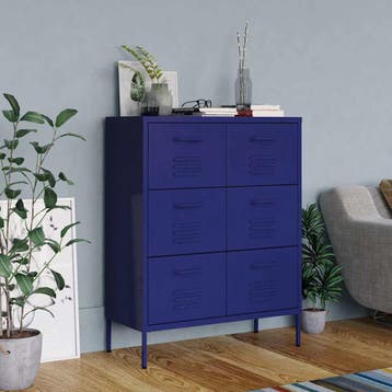 vidaXL Ladekast 80x35x101,5 cm staal marineblauw, Verzenden, Nieuw
