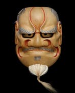 Rare Japan Wooden Noh Mask of BESHIMI-AKUJO  - sculptuur