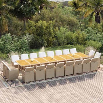 vidaXL 21-delige Tuinset met kussens poly rattan beige, Verzenden, Nieuw, 2 zitplaatsen, Tuinset