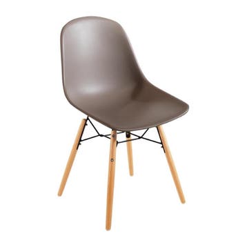 Kunststof Stoelen  met Houten Poten | Bruin | (2 stuks), Verzenden, Nieuw in verpakking