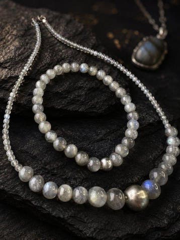 labradoriet | Ketting en armband van 925 sterlingzilver- 24
