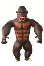 KIMU® Opblaas Kostuum Gorilla Opblaasbaar Pak Apenpak Mascot, Carnaval, Nieuw, Overige maten, Ophalen of Verzenden
