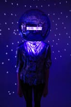 Discobal Hoofd Volwassenen Ø 40 cm LED Disco Head Spiegeltje, Ophalen of Verzenden, Nieuw, Feestartikel, Carnaval