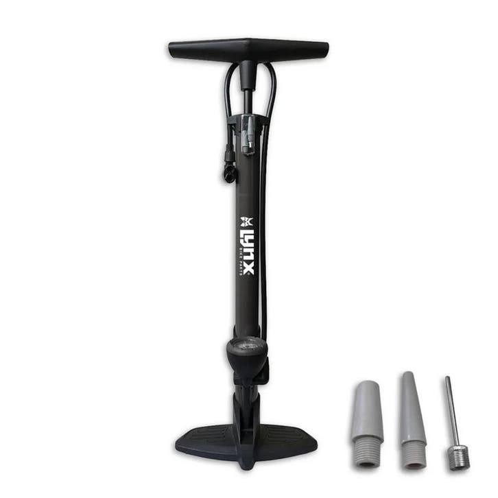 Lynx voetpomp met manometer – donkergrijs, Fietsen en Brommers, Fietsaccessoires | Fietspompen, Nieuw, Drukmeter, Verzenden