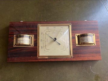 SBF Aneroid barometer - Messing, Hout, Glas, Antiek en Kunst