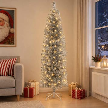 vidaXL Kunstmatige slanke kerstboom 180 cm 300 LEDs Warmwit, Diversen, Verzenden, Nieuw