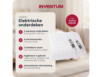 Inventum HN297V - Elektrische onderdeken - 9 warmtestanden -, Huis en Inrichting, Verzenden, Nieuw