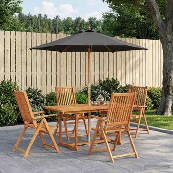 vidaXL Buiten Eetset met Parasol 6 st 4-zits Anthraciet en, Verzenden, Nieuw, 6 zitplaatsen