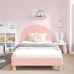 vidaXL Bedframe voor kinderen met hoofdbord Roze 90 x 190 cm, Verzenden, Nieuw, Stof