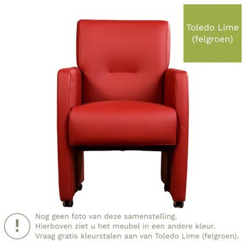Leren eetkamerstoel Pleasure - Toledo Lime (felgroen) - Met, Huis en Inrichting, Eigentijds, Modern, Overige kleuren, Nieuw, Leer