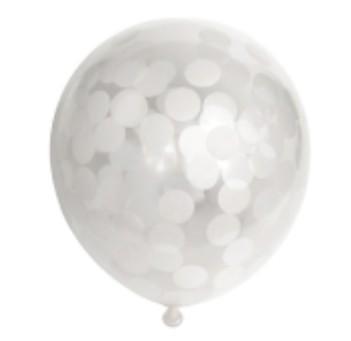 6x Confetti ballonnen wit, Verzenden, Nieuw, Versiering, Verjaardag