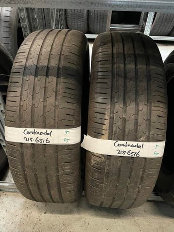 215-65-16 Continental Zomerbanden 5mm Incl Montage 215 65 16, Auto-onderdelen, Banden en Velgen, Ophalen, 16 inch, Band(en), Personenwagen