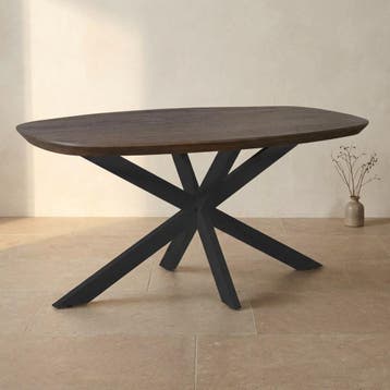 Deens ovale eettafel Madison Bruin Poot Zwart Mangohout 160, Huis en Inrichting, Tafels | Eettafels, Ophalen of Verzenden, Nieuw