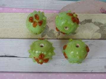 10 x High Quality Glass Hand Made Bead  afm. ca. 14 x 18mm, Ophalen of Verzenden, Nieuw, Kraal