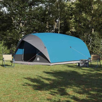 vidaXL Tunnel tent 10-persoons Waterdicht Blauw taft, Verzenden, Nieuw, Tot en met 2