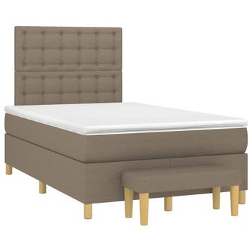 vidaXL Boxspring met matras stof taupe 120x190 cm, Verzenden, Nieuw, 190 cm of minder, Twijfelaar