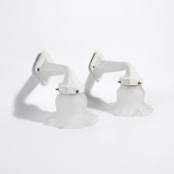 Lamp (2) - geëmailleerd, Opaline glas - Art Deco - Modernist