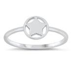 Zilveren smalle cirkel ster ring, Verzenden, Nieuw, Zilver