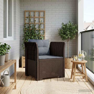 vidaXL Eénpersoons Fauteuil met Kussens Rattan Look PP Bruin, Verzenden, Nieuw